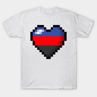 Large Pixel Heart Design in Polyamory Pride Flag Colors T-Shirt